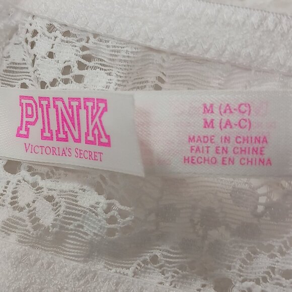 Victoria Secret Pink, Bralette, White Lace Padded, Underwire, Push Up, Med (A-C) - Picture 5 of 9